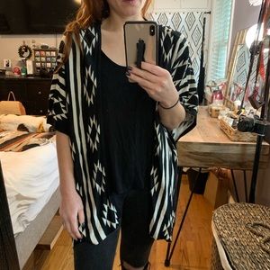 Black and cream Aztec kimono